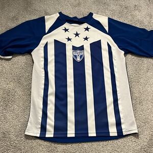 #12 Men’s worn used HONDURAS CLASSIC Futbol SOCCER JERSEY BLUE White Large L